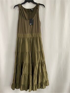 PAIGE Samosa Dress Dark Brushed Olive Green  Sleeveless Maxi Dress medium
